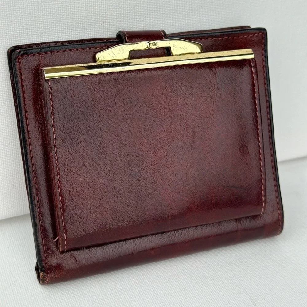 Bosca Bi-fold Wallet/ Red Hand stained hide